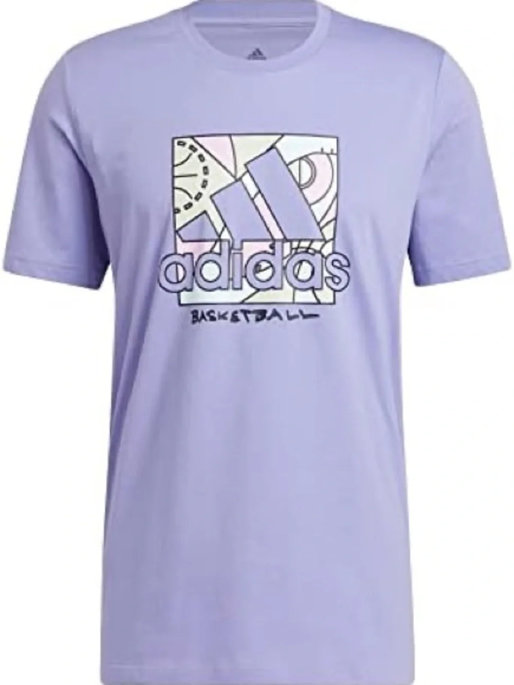 Adidas Basketball Graphic Tee NEW Purple Men’s Size L Crewneck Graphic T-Shirt